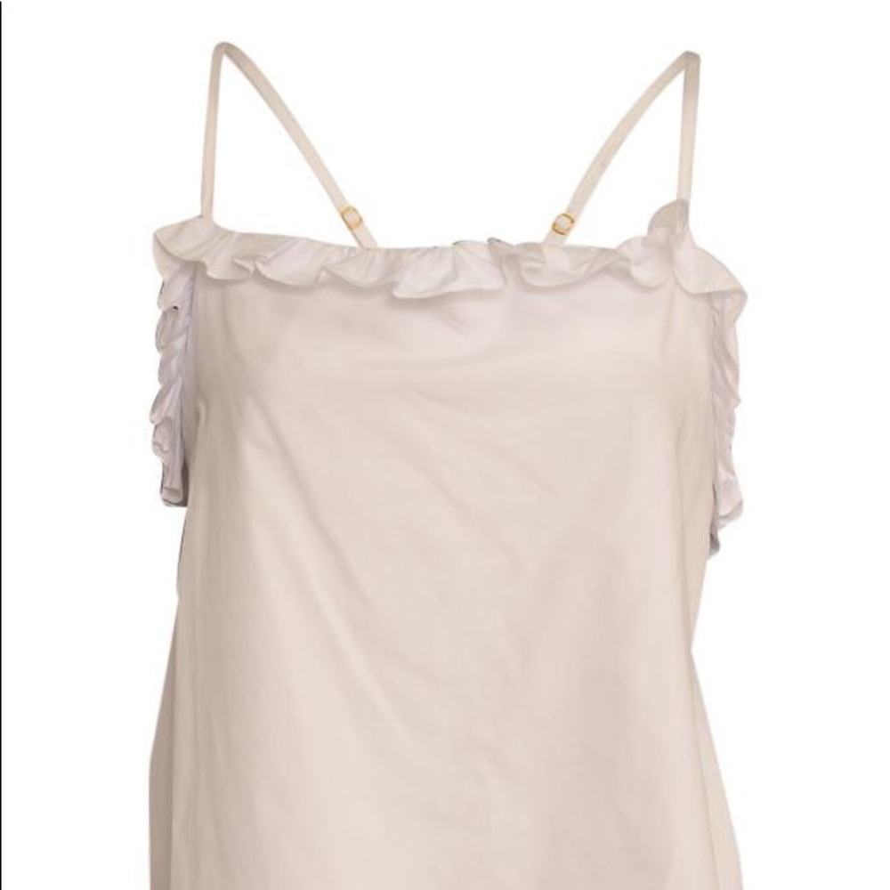 Amanda uprichard white ruffle trim tank